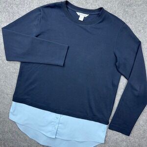 Athleta‎ Shirt Womens Small Blue Gallery Top 2.0 Pullover Tunic Layered Look